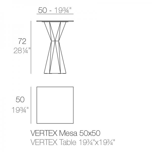 Mesa Vextex Cuadrada Vondom 50x50 Ficha Tecnica