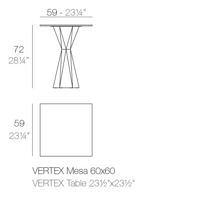 Mesa Vextex Redonda Vondom 60 Ficha tecnica