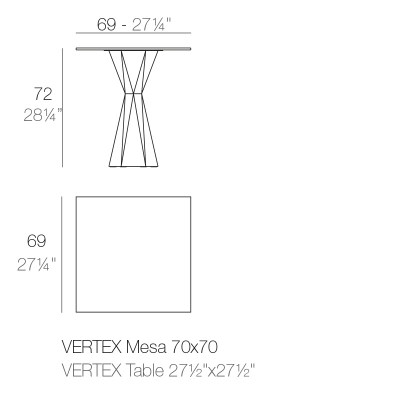 Mesa Vextex Redonda Vondom 70 Ficha tecnica