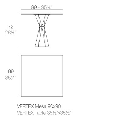 Mesa Vextex Redonda Vondom 90 Ficha tecnica