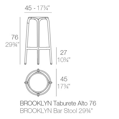 Taburete Brooklyn Vondom 45x76 Ficha Tcnica